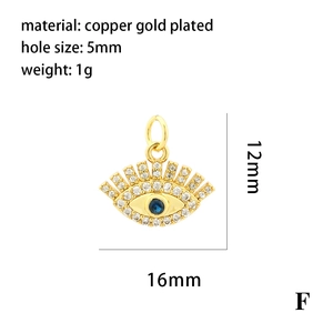 Colgante de ojo turco en cobre chapado en oro de 18K con piedra azul y circonitas