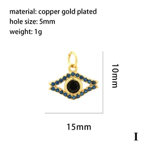 Colgante ojo turco chapado en oro 18K con piedras azules y ancho de 15mm