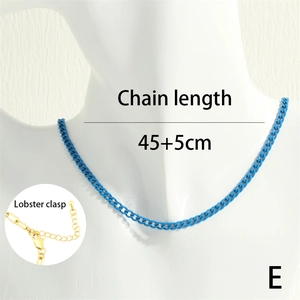 Vibrant blue enamel Cuban link chain necklace featuring a lobster clasp 45+5cm length