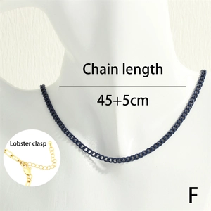 Deep blue minimalist Cuban link chain for women with golden lobster clasp and extender