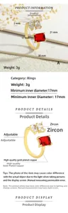 Détails de la bague ajustable en cuivre plaqué or 18 carats avec pierres en zircon cubique