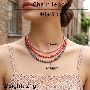 Detailed view of layered semi-precious stone necklaces with size 40+5cm and 21g weight