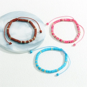 Handmade semi-precious stone barrel bead woven bracelets in three vibrant colors
