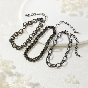 Minimalistisches Waffenschwarz Kupferkette Armband Für Herren Damen Industrie Hip Hop Stil Verstellbare Cuba Link Kette Schmuck