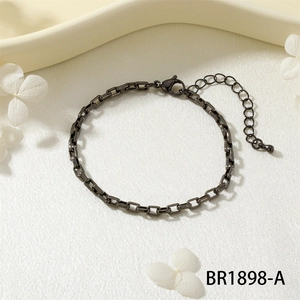 Cooles Heavy Metal Industrie Hip-Hop Kettengliedarmband in Gun Black mit Karabinerverschluss