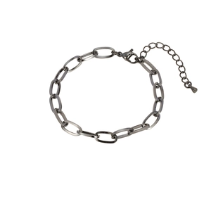 Minimalistisches gunmetal Panzerarmband mit Verlängerung und Karabinerverschluss