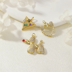 Exquisite gold pendants featuring heart pearls, colorful gems, and zircon balloon dog charms