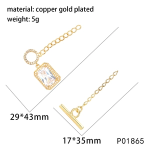 Gold plated heart pendant with zircon stones and OT toggle clasp closure jewelry set