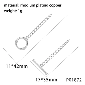Macro detail of rhodium-plated copper toggle clasp set with size dimensions for DIY jewelry