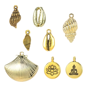 Pendentifs lotus bouddha et coquillage dorés pour création de bijoux spirituels DIY
