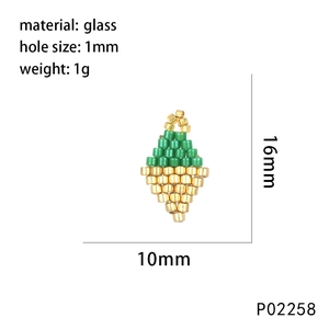 Detailed view of handmade geometric seed bead pendant with 1mm hole and 1g weight