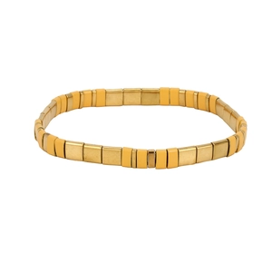 Bracelet élastique minimaliste en perles Tila jaune et or avec design géométrique