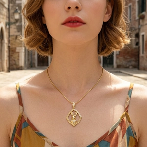 Icy zircon rabbit pendant necklace with gold plated snake chain in hip hop street style
