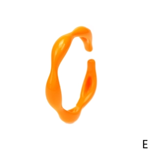 Minimalist orange wavy open ring with a glossy candy-colored lacquer finish for women