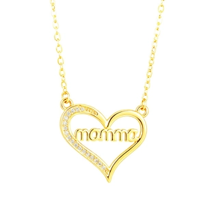 Elegante gouden hart MOM ketting met zirkoon accenten voor moederdag cadeau