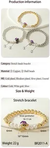 Detailed view showing dimensions and material specifications for BR2011-A witch charm bracelet