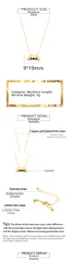 Détails du pendentif capsule plaqué or 18K avec cristaux colorés et dimensions de chaîne