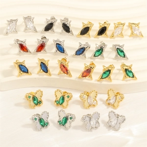 Vintage Four Pointed Star Butterfly Stud Earrings With 925 Sterling Silver Post Copper Zirconia Jewelry For Women Men