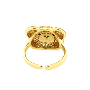 Detailansicht des Goldbärenrings mit wabenförmiger Rückseite und verstellbarem Band