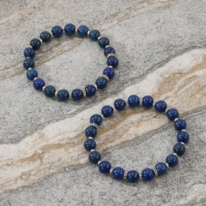 Blue semi-precious stone beaded bracelet luxury couple fashion jewelry elastic cord chic