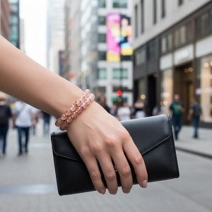 Elegante dubbellaagse roze kristalen kralen armband met gouden afstandhouders voor dames.