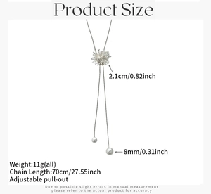 Maßtabelle für silberne lange Perlen-Y-Kette mit verstellbarer 70 cm Kette
