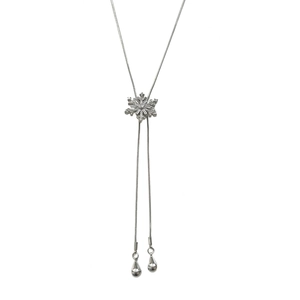 Elegante verstellbare Silber-Schneeflocken-Halskette mit Zirkonia und Tropfenanhängern