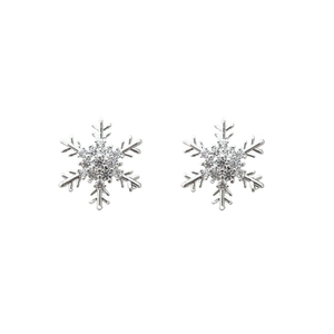 Pendientes de copo de nieve plateados con circonitas para un estilo invernal elegante