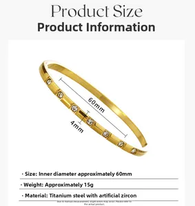 Specifiche dettagliate del bracciale a nodo in acciaio al titanio con misure e oro