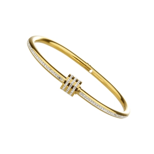 Elegante bracciale a nodo color oro in acciaio inossidabile con zirconi micro-pave scintillanti
