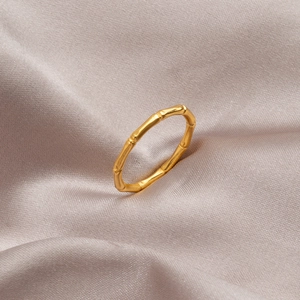 Minimalist Gold Plated Titanium Steel Bamboo Joint Ring For Women Fashion Simple Geometric Finger Jewelry Daily Commute Accessory