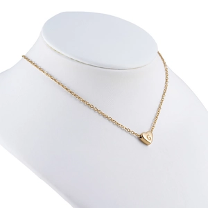 Detalle del colgante corazón de acero inoxidable 18K con grabado de letra G