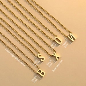 Gold stainless steel initial pendant necklaces with refined O-shaped chains for women
