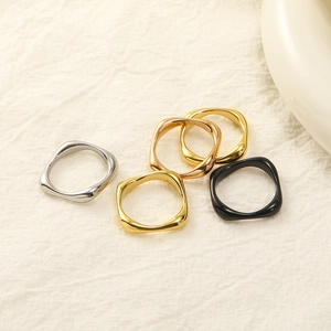 Minimalist Polygon Titanium Steel Ring For Women Gold Plated Irregular Wave Geometric Band Ring Versatile Jewelry Gift