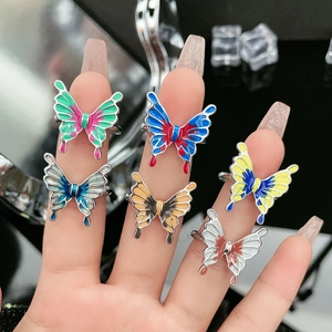 Colorful butterfly open rings with gradient enamel finish for a trendy fashion look