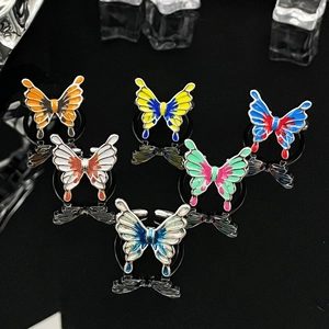 Adjustable Liquid Enamel Butterfly Opening Ring For Women Cool Sweet Irregular Gradient Color Copper Alloy Butterfly Finger Ring Jewelry
