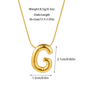 Polished gold balloon letter G pendant necklace with 45cm plus 5cm snake chain dimensions