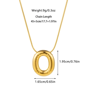 Detailed spec view of gold bubble pendant necklace with 45+5cm chain measurements