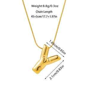 Detailed size and weight specs for the 3D gold bubble letter Y necklace pendant