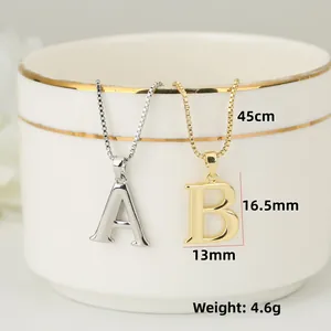 Polished gold and silver A-Z letter pendants with delicate box chain for couples