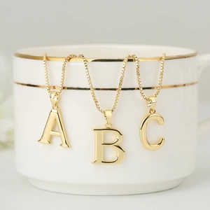 Fashion Copper Initial Alphabet Letter A-Z Pendant Necklace For Men Women Gold Silver Plated Box Chain Minimalist Jewelry Gift
