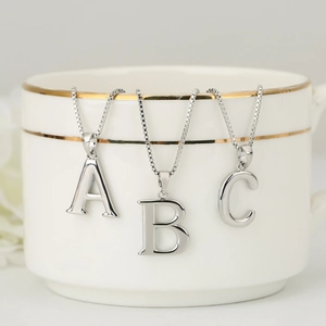 Chic silver A, B, and C letter necklaces with box chain for women fashion gifts