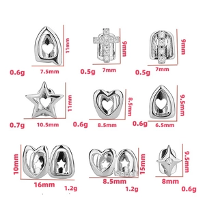 Hip Hop Zahnschmuck in Silber mit Herz Stern und Kreuz Design und Zirkonia Steinen