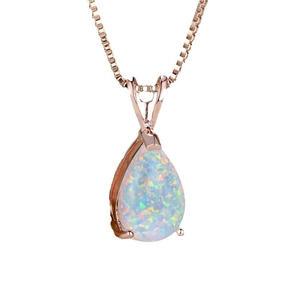 Pear cut colorful opal teardrop pendant necklace with rose gold box chain for women