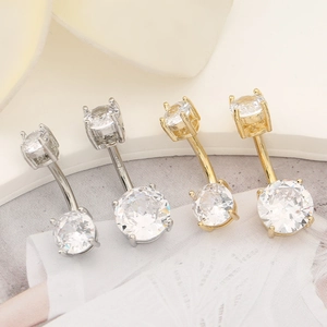 Zirconia Belly Button Ring Gold Silver Plated Copper Sexy Navel Piercing Jewelry For Women Pole Latin Dance Body Jewelry