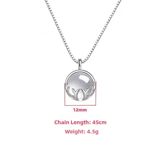 Silver deer antler necklace with purple chalcedony pendant, 45cm chain length