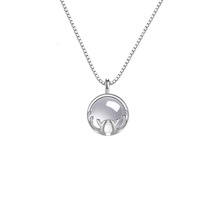 Elegant deer antler necklace with white chalcedony pendant on a silver box chain for women