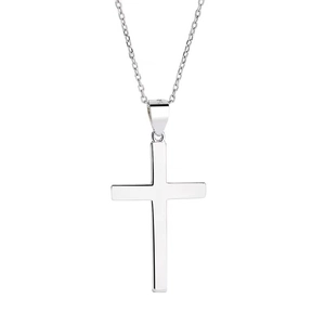 S925 Sterling Silber Kreuzkette mit minimalistischem poliertem Anhänger und feiner Kette