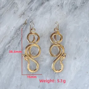 Golden snake wrap earrings with scales, size 38.5mm by 15mm, weighing 5.1g