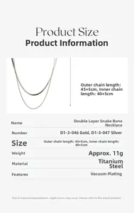 Vue détaillée du collier double couche en acier titane avec marquages de dimensions